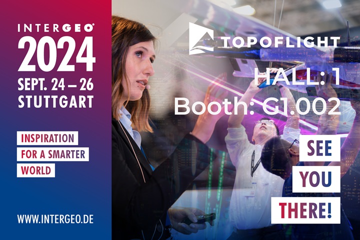 Topoflight will attend Intergeo in Stuttgart. Sept. 24 - 26. Hall 1 / Booth: G1.002